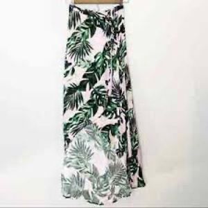 Tropical leaf wrap skirt and crop top set